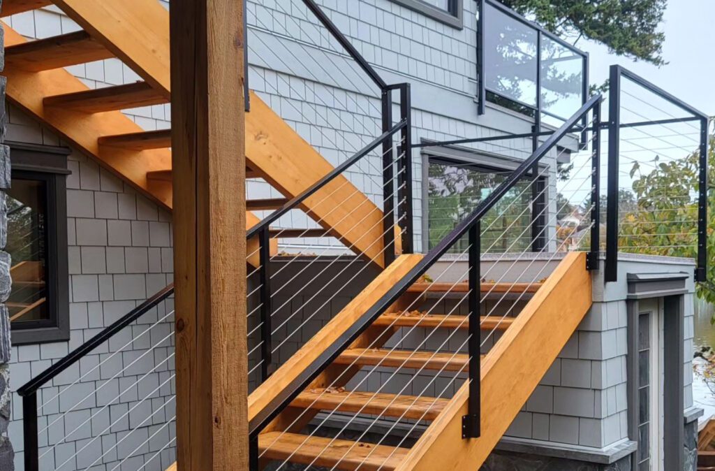 cable railings on outdoor stairs
