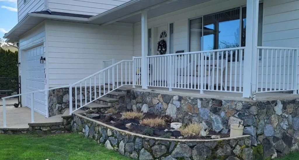 white clean aluminum railings