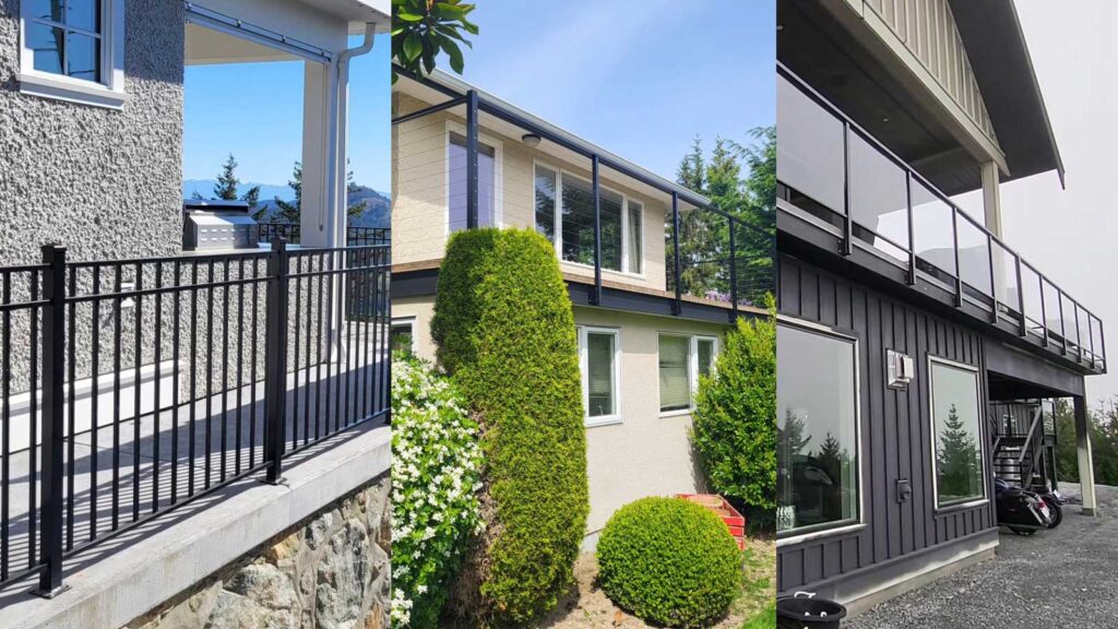 picket, cable and glass aluminum railings
