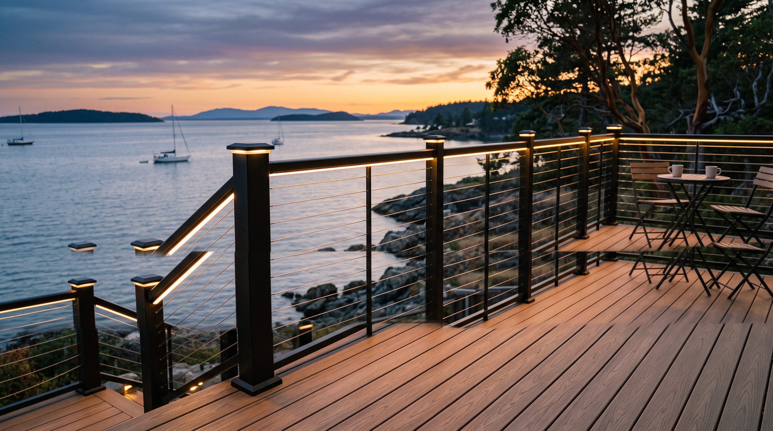 led lighting on aluminum deck railings